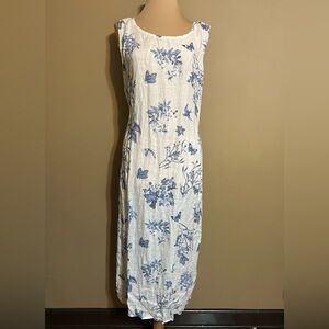 Bellambra Italian linen White and Blue Floral Maxi Dress